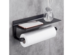 Porta-guardanapos de parede de 33 cm, dispensador de papel para cozinha em alumínio preto espacial, sem necessidade de furar, resistente a riscos.