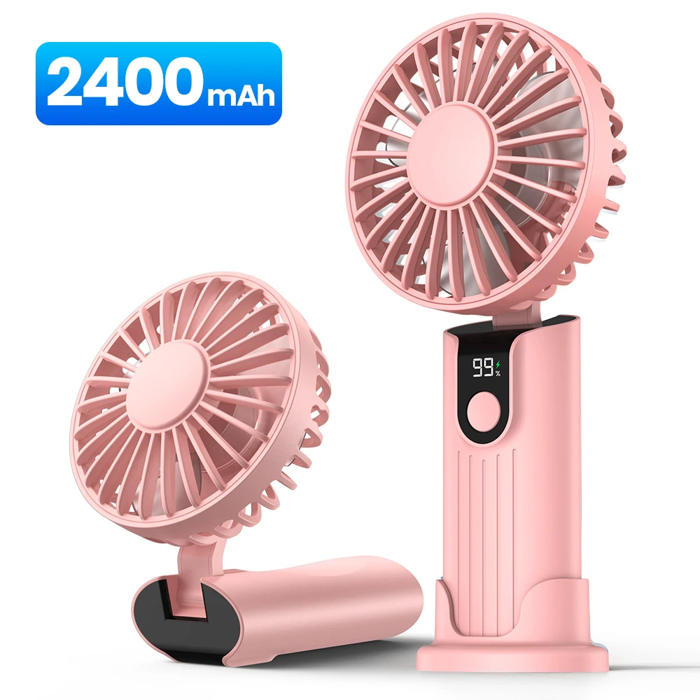 (rosa 2400mah) Mini Ventilador Portátil De 5000mah