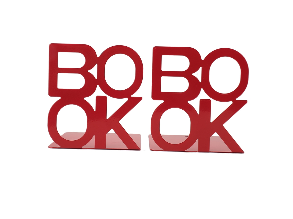 Par De Bookend Decorativo Antideslizante Moderno Para Escritório, Biblioteca E Mesa Vermelho