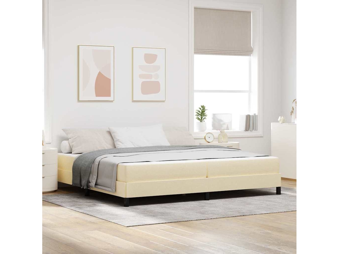 Vidaxl Cama Box Creme 200 X 200 Cm Tecido