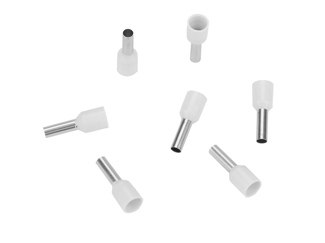 500 Peças Conector Terminal E2508 Isolado Branco