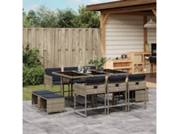 Vidaxl Conjunto De Jantar Para Jardim Com 11 Peças E Almofadas, Em Rattan Sintético Cinza