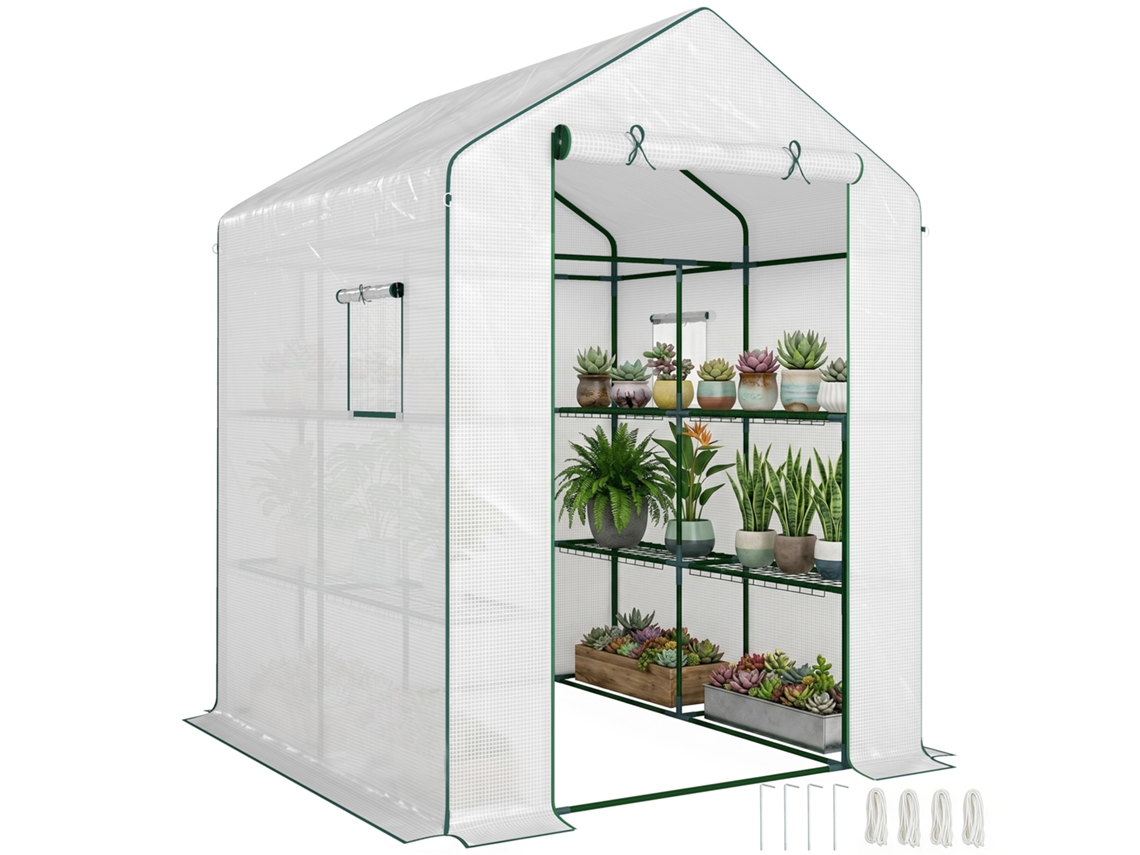 Estufa Grande ZACHARY de Jardim 140x143x190 cm com cobertura em Pe e estrutura em Aço