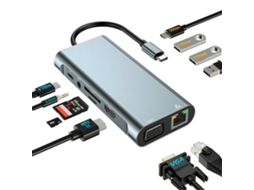 Hub Usb C 11 Em 1 Estação De Acoplamento Usb C Para Laptop 4k Hdmi Leitor De Cartão Sd/tf 100 Mbps Rj45 Ethernet Para Macbook Ipad Pro Digitallab