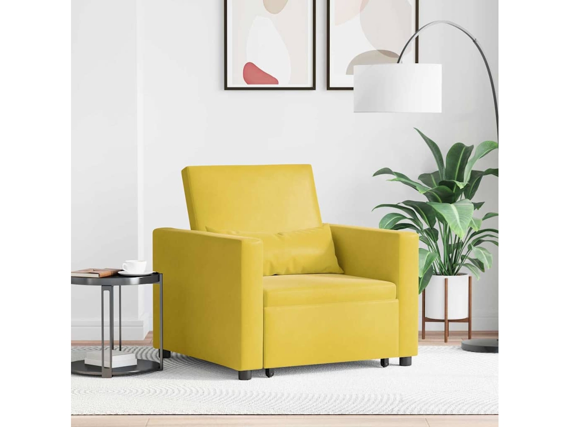 Vidaxl Sofá-camas Retrátil Individual Amarelo Veludo