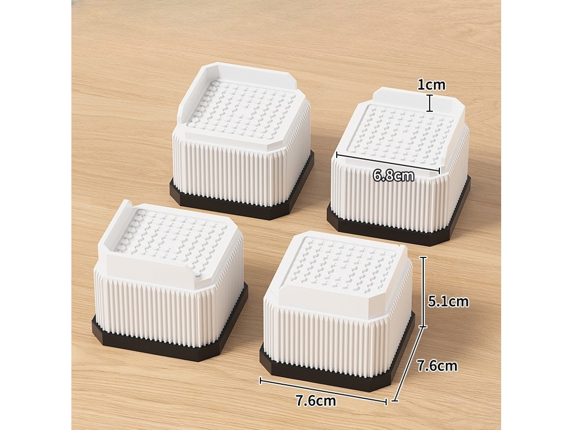 Elevadores Para Cama 4 Peças , Ajustáveis, Para Mesas, Cadeiras, Sofás E Secretárias Branco Hexinyigjly
