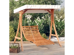 Vidaxl Cama Baloiço C/ Toldo Abeto Maciço C/ Acabamento Em Teca