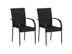 Maison Exclusive - Cadeiras De Exterior Empilháveis 2 Pcs Vime Pe Preto