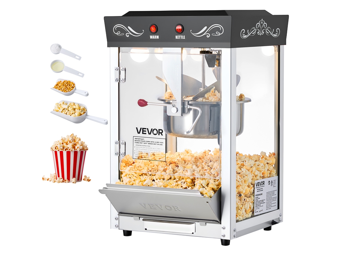 Máquina De Pipocas Com Fervedor 800 W Estilo Cinema 48 Chávenas Por Carga Vevor
