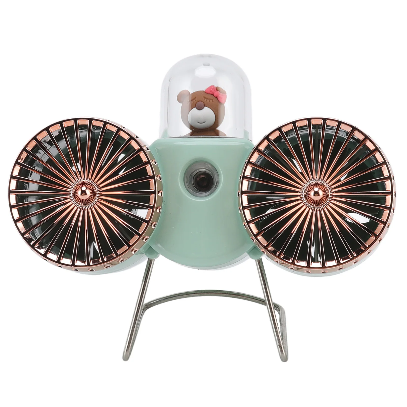 Ventilador de Mesa MDUG em Forma de Urso com Duas Hélices, 3 Velocidades, Carregamento Usb (verde Claro)