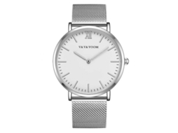 Relógio masculino Vava Voom Fashion com pulseira de metal e movimento de quartzo (branco e prata)