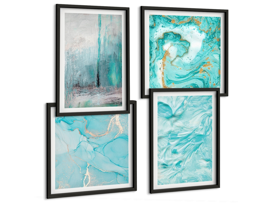 Composição De Quadros Motivos Vegetais Modernos Espelharte (4 Peças)