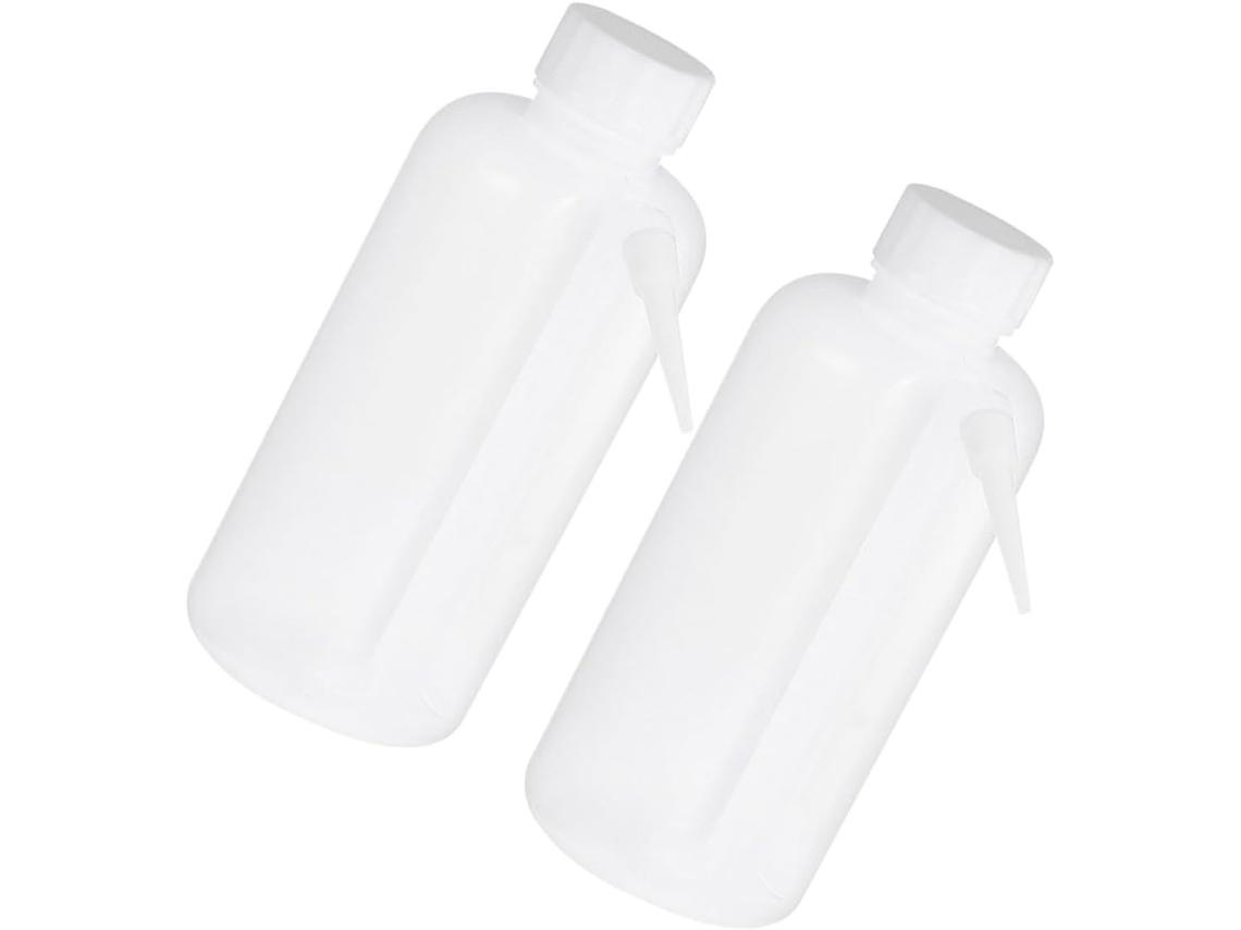 Conjunto De 2 Frascos De Laboratório Flexíveis De Plástico De 500 Ml Com Bico Dosador.