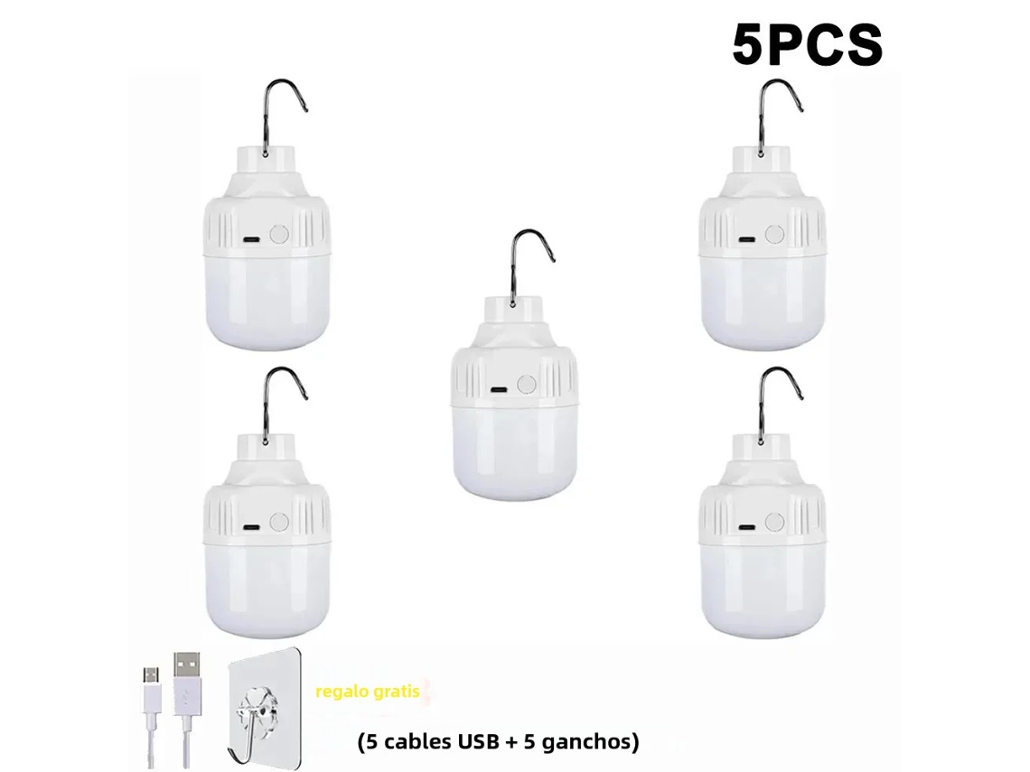 Luminária Led Externa Recarregável com Gancho MDUG (5 Unidades 80w)