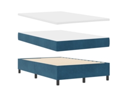 Conjunto 1 Cama Box Vidaxl Azul Veludo (200 X 120 Cm)