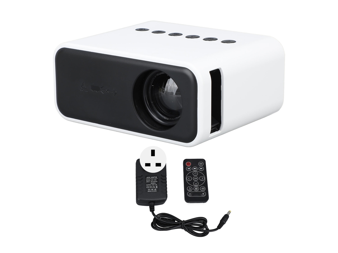 Projetor Mini Portátil 1080p Wifi Wireless Home Theater Controle Remoto Usb Branco Plug Uk 100‑240v
