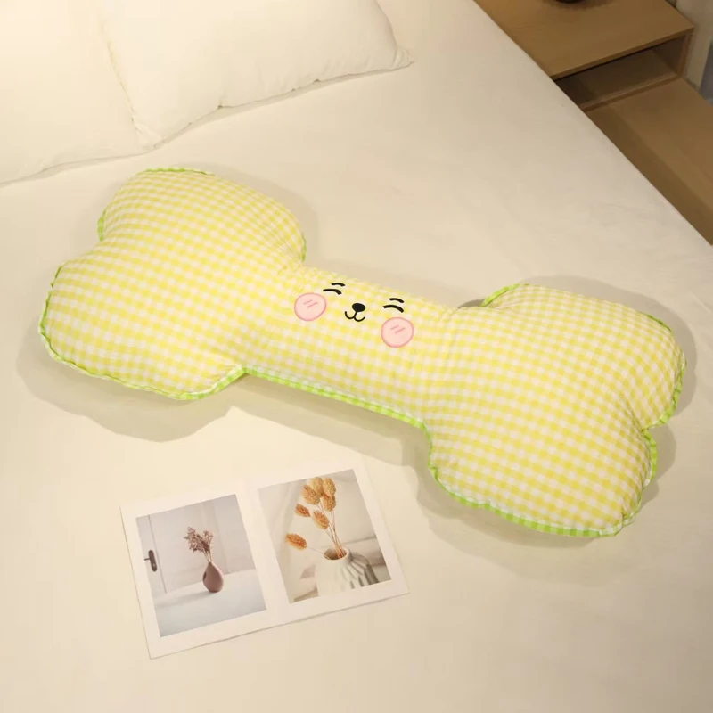 Almofada Decorativa em Formato de Osso para Adultos, Almofada para Sofá, Almofada Decorativa Criativa MDUG (amarelo, 80cm)
