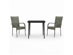 Maison Exclusive - 3 Pcs Conjunto De Jantar Para Jardim Cinzento E Preto