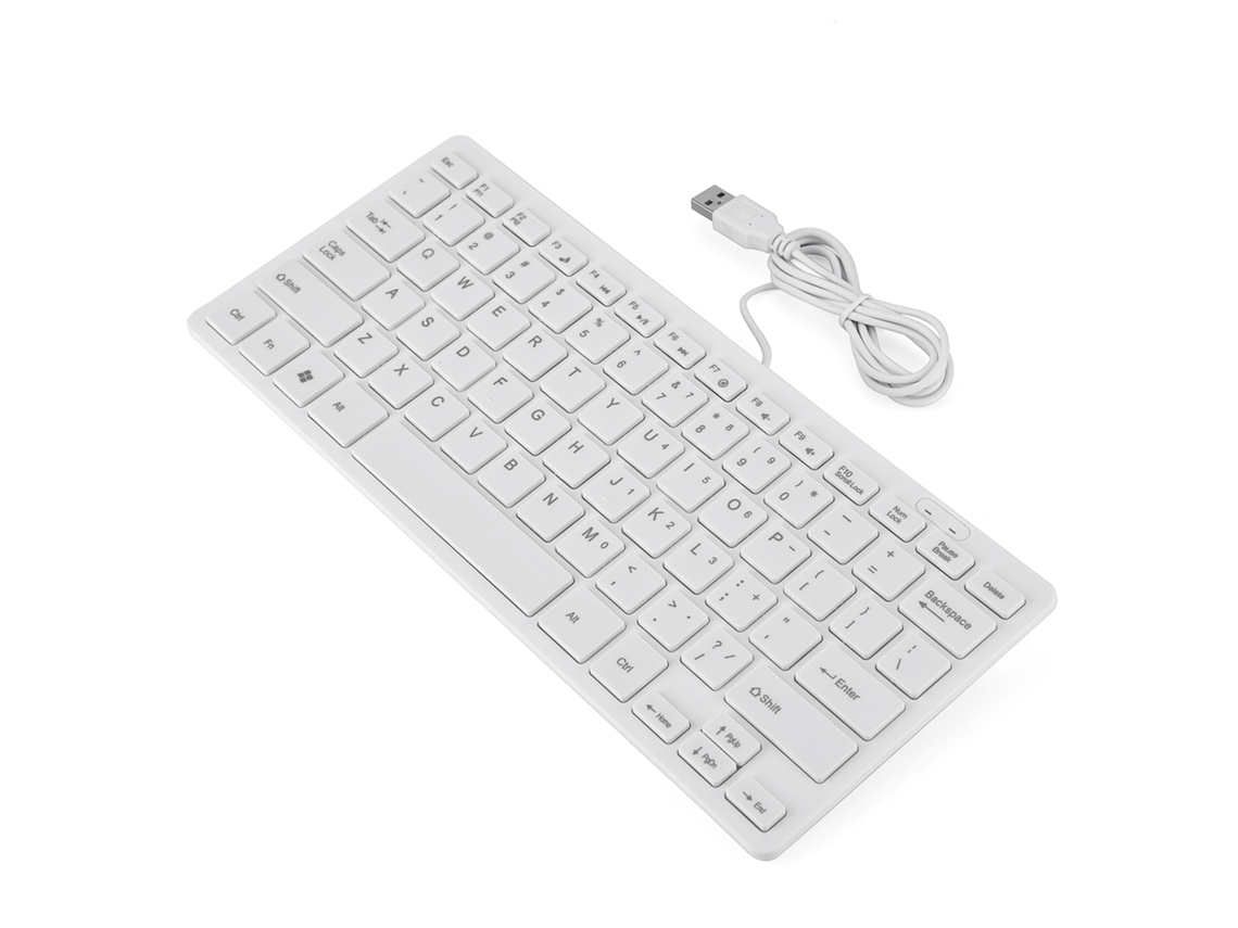 Aetheria teclado Ultra Fino Mini com Fio Usb 78 Teclas para Desktop Laptop Pc (branco)