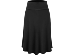 Falda Midi Flare Leve De Cor Solida Com Fecho De Arrastar Para Mulher Tamanhos S-3xl Wb1105 Preto
