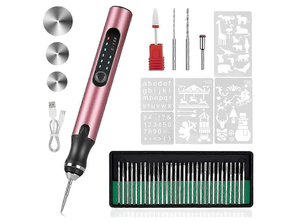 Lurelia Caneta De Gravação Elétrica, 37 Bits, Usb, Sem Fio, Recarregável, 3 Velocidades, Para Madeira, Metal, Vidro, Pedra
