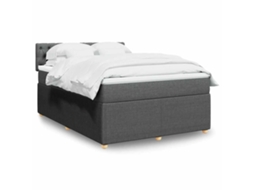 Vidaxl Cama Com Molas/colchão 140x200 Cm Tecido Cinzento-escuro