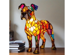 Luminária Noturna De Vidro Colorido Com Estampa Cães Das Raças Boxer