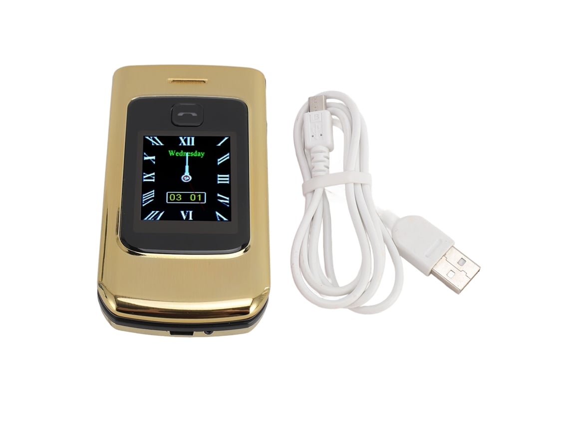 Telefone Celular Flip Sênior, Botão Grande, Som Alto E Claro, Bateria De 4800 Mah, Cartão Duplo, Espera Dupla, Telefone Celular 2g Para Idosos, Dourad