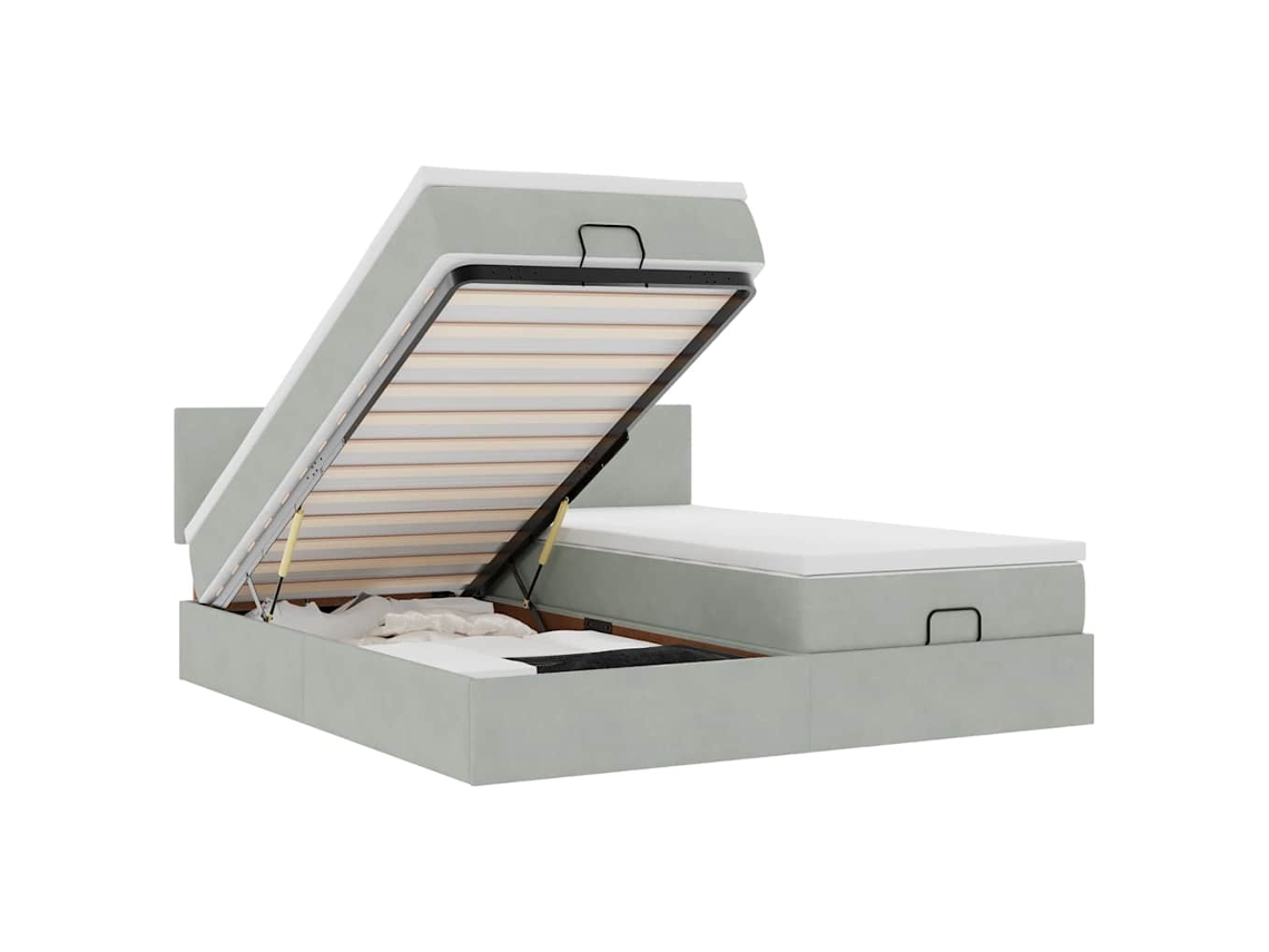 Ottoman Bed, Ottoman Beds Vidaxl Cinzeto Veludo (200 X 200 Cm)