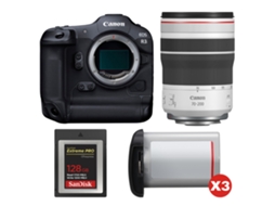 Eos R3 + Rf 70 200mm F/4 L Is Usm + 1 Sandisk 128gb Extreme Pro Cfexpress Type B + 3 Canon Lp e19 + Ebook “20 Dicas para Fotos Que Impressionam” CANON