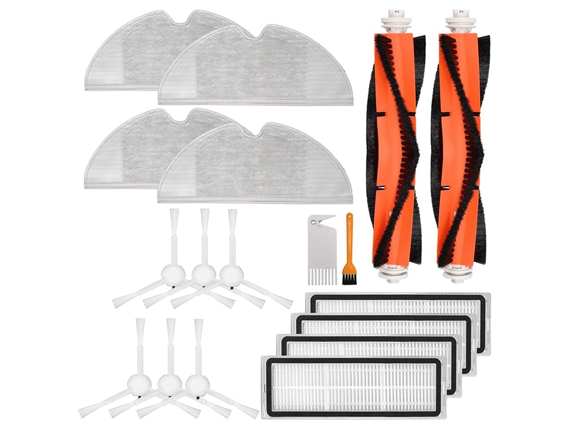Kit de acessórios para aspirador de pó robótico xiaomi mijia 1c, 2 escovas principais, 6 escovas laterais, 4 filtros hepa, 4 panos de esfregão