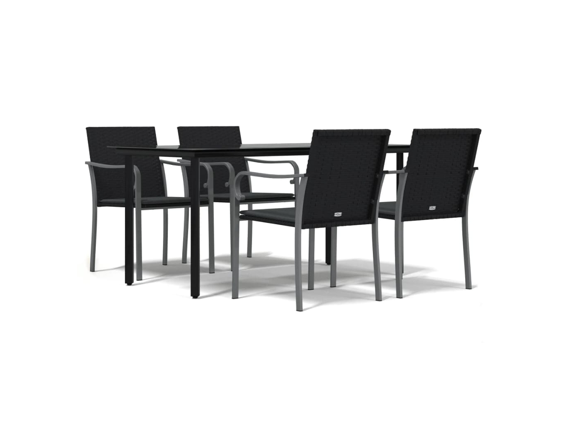 Conjunto de 5 Jantar para Jardim com Almofadões Vime Pe e Aço MAISON EXCLUSIVE (5pcs)