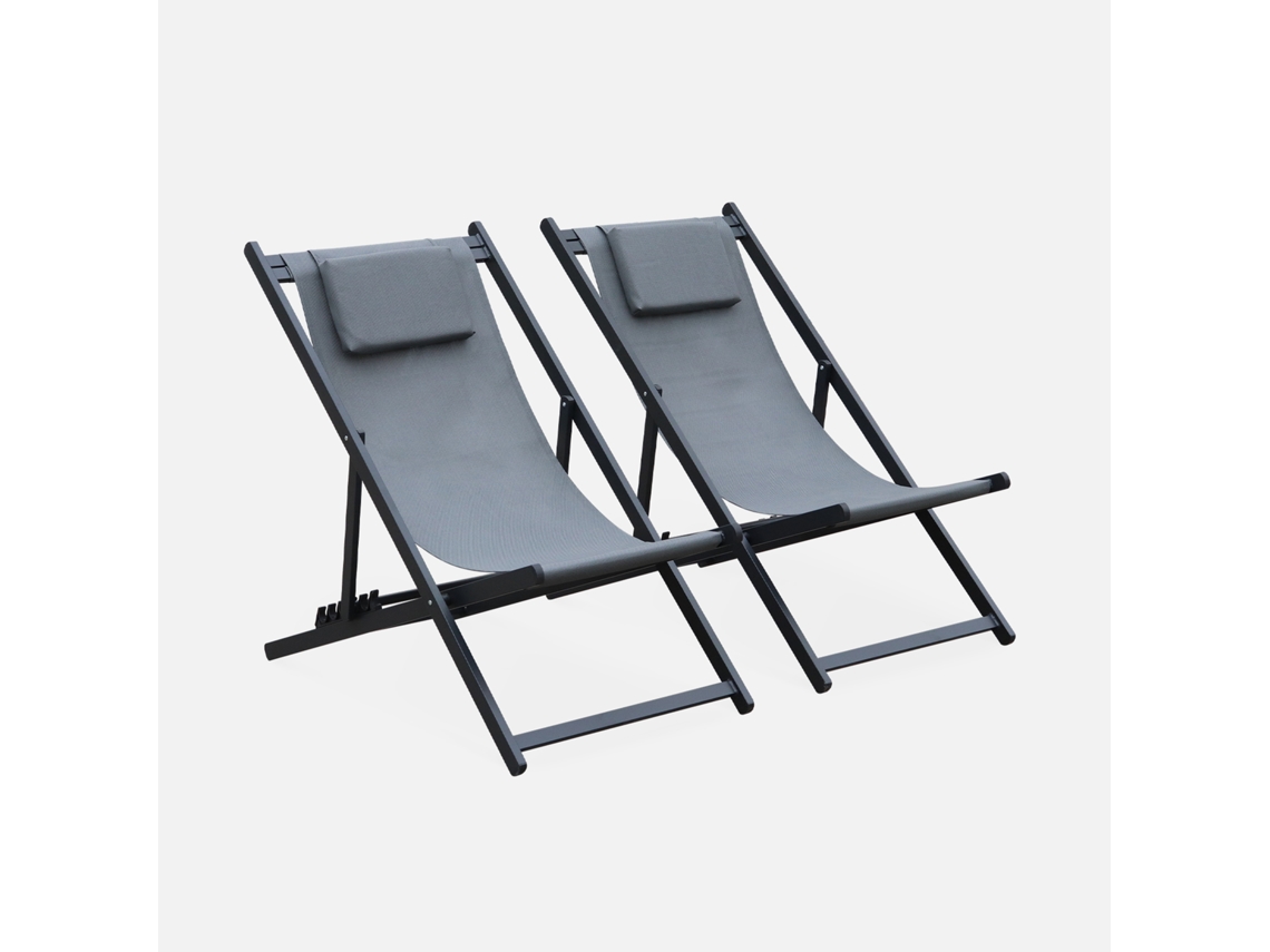 Conjunto de 2 Espreguiçadeiras SWEEEK Gaia (Alumínio - Antracite - 78-99x58x104-88.5Cm)