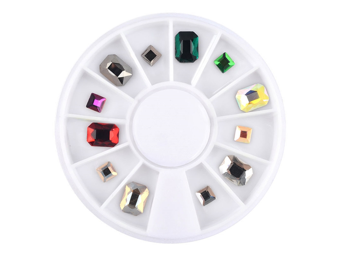 Disco De Jóias De Unha Redondo Em Liga Com Strass Ab De Fundo Plano Para Manicure Decorativa
