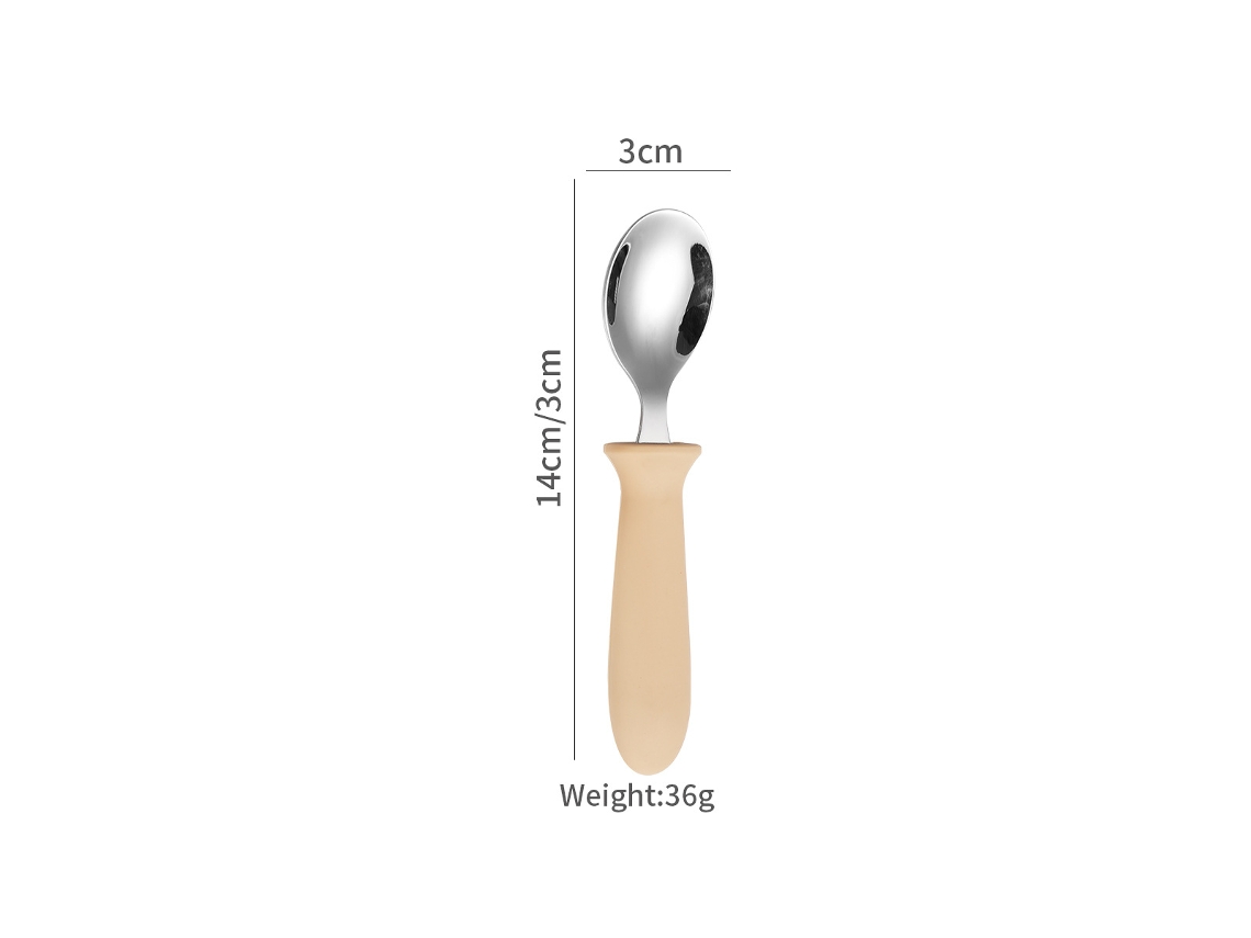Stainless Steel Children's Silicone Handle Baby Tableware2 Colheres cor De Chá Com Leite
