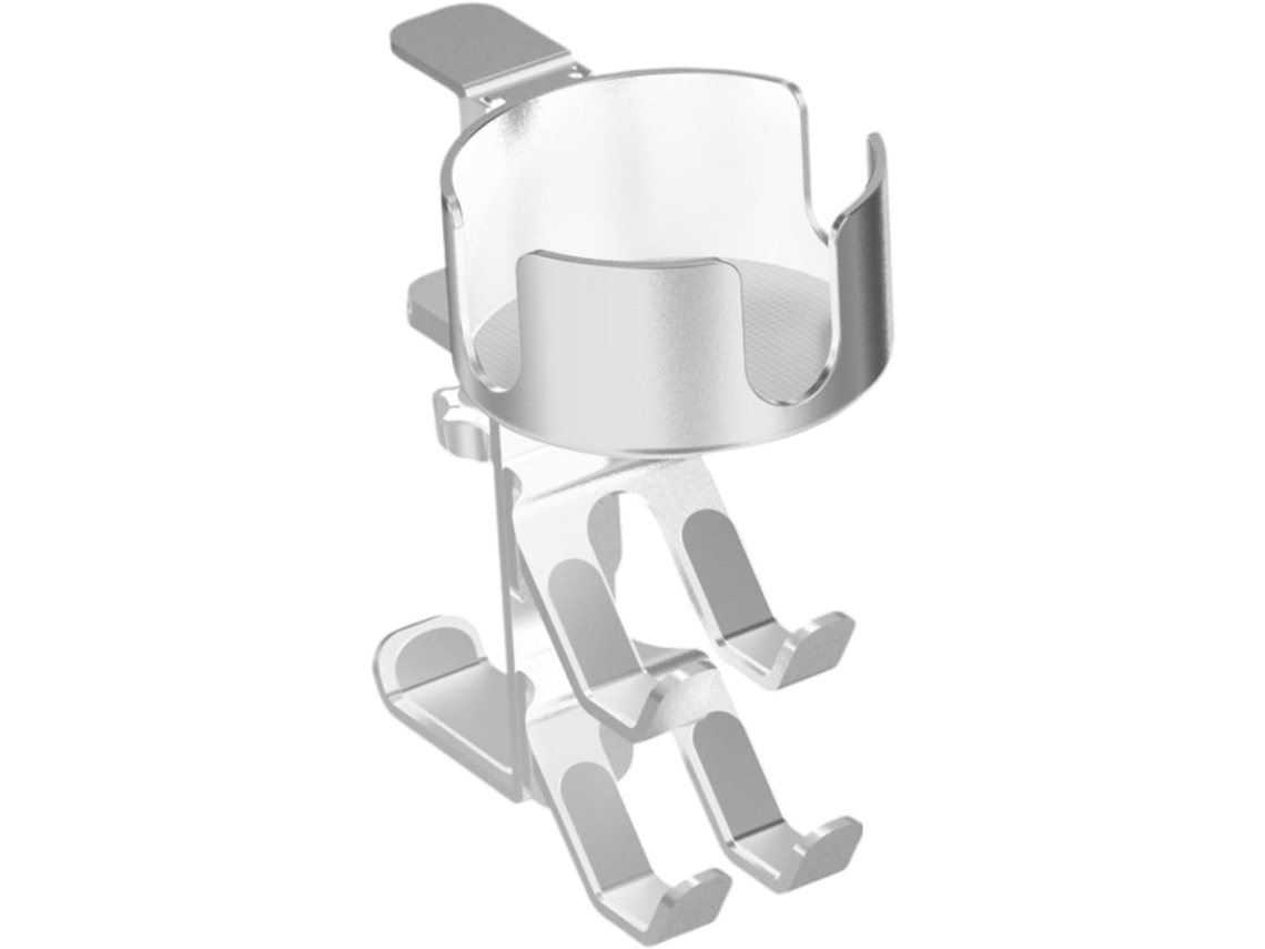 Suporte De Mesa Giratório 360° Para Copos Com Gancho Para Fones De Ouvido, Fixação Resistente Com Grampo Para Mesa