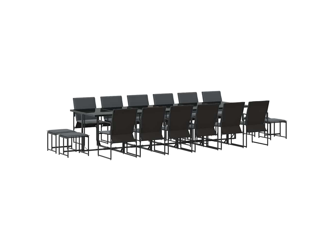 Conjunto 17 Móveis De Jardim Vidaxl Preto Aço (330 X 107 X 72 Cm)