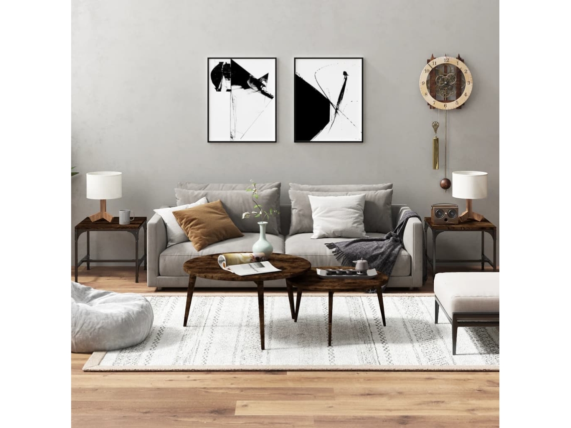 Vidaxl Mesas De Apoio 2 Pcs 40x40x40 Cm Deriv. Madeira Carvalho Fumado