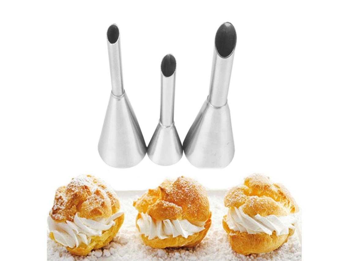 3pcs/set Bicos de Confeitaria em Aço Inoxidável para Bolo, Cupcake, Creme e Decoração