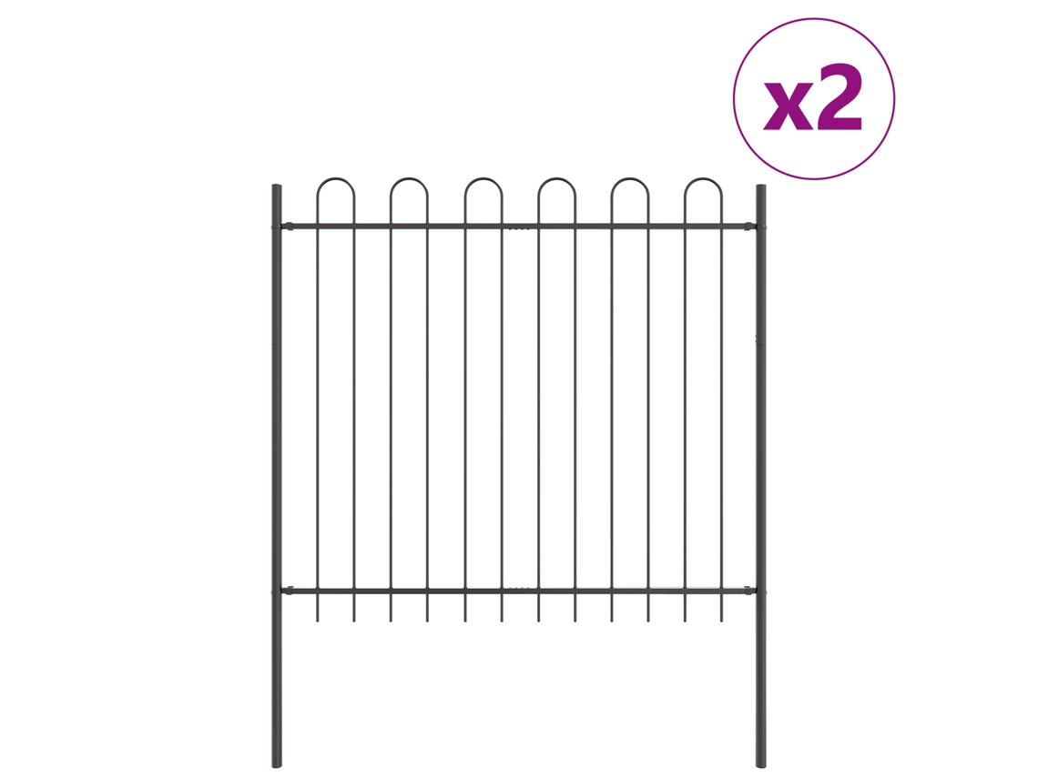 Conjunto 2 Cerca Para Jardim Vidaxl Cinzento Aço Revestido A Pó (3,4 X 1,5 M)