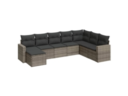 Maison Exclusive - 8 Pcs Conjunto Sofás De Jardim C/ Almofadões Vime Pe Cinzento