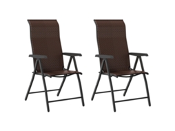 Cadeiras de Jardim Dobráveis 2 Pcs Vime Pe Castanho MAISON EXCLUSIVE