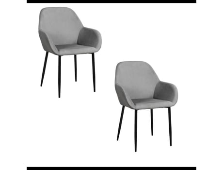 Conjunto de 2 cadeiras L 55,7 cm XL 59,2 cm XA 85 cm Giulia Cinza Ac Deco