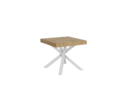 Mesa de Jantar Extensível 90X90/194 Cm Clerk Plano Carvalho Natural Pernas Brancas ITAMOBY