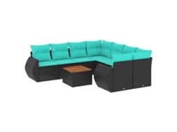 Conjunto de Sofá de Jardim, 5 Peças, Almofadas, Rattan Preto MAISON EXCLUSIVE