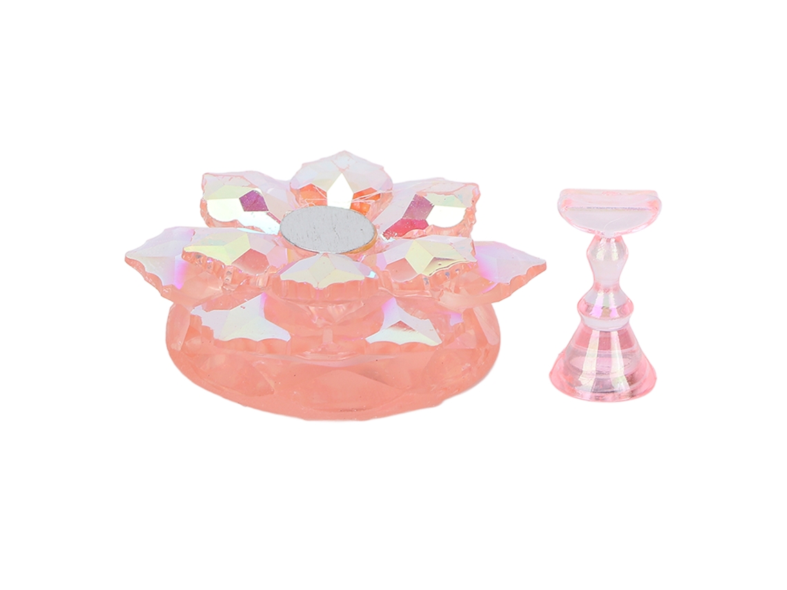 Suporte magnético para prática de unhas postiças, ideal para manicure e exibição, rosa.