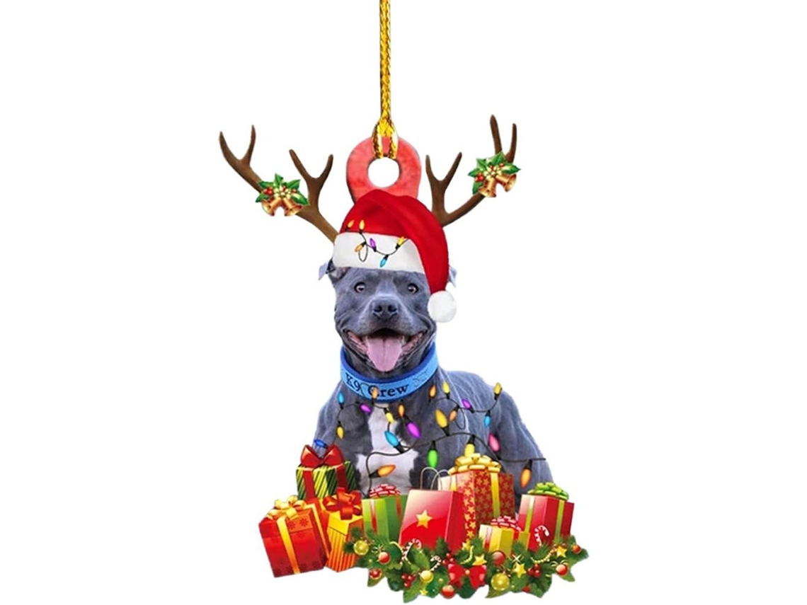 Laxiscreed Presente De Natal Com Pendente De Madeira De Cão Para Árvore Natalícia, Decoração Festiva