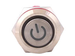 Interruptor De Botão Com Trava Dc9~30v 19mm 1no 1nc Com Luz Azul Cabeça Alta Shell Aço Inox Impermeável