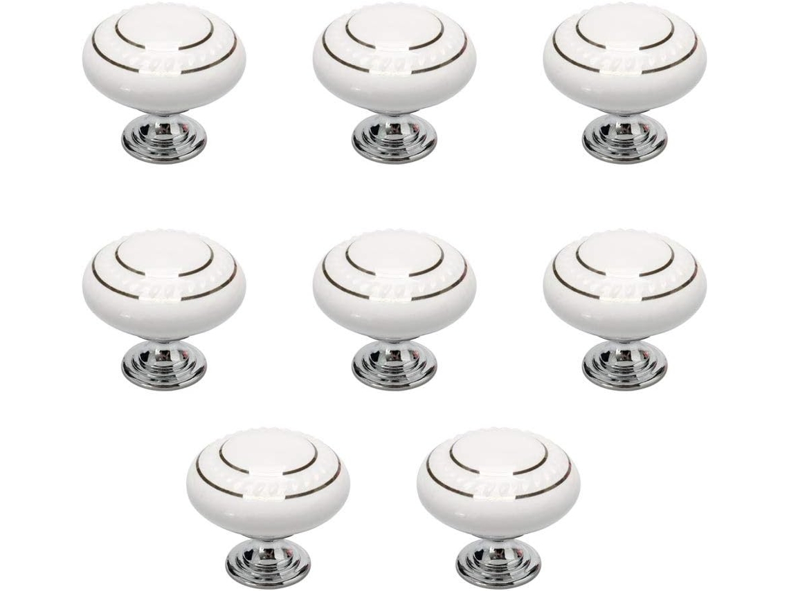 Conjunto De 8 Puxadores Cerâmica Estilo Vintage Para Armários, Gavetas, Portas, Guarda Roupas E Cômodas Design