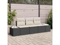 Vidaxl Conjunto De Sofá De Jardim 3 Pcs Preto E Creme Vime Pe